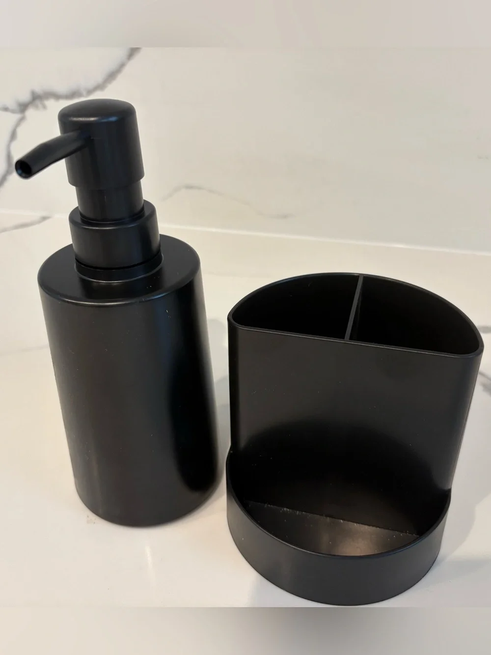 Bathroom Soap Dispenser & Toothbrush Organizer Set in Black - One Size - NWOT
